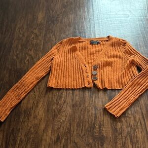 Urban Outfitters Orange Ribbed Cardigan